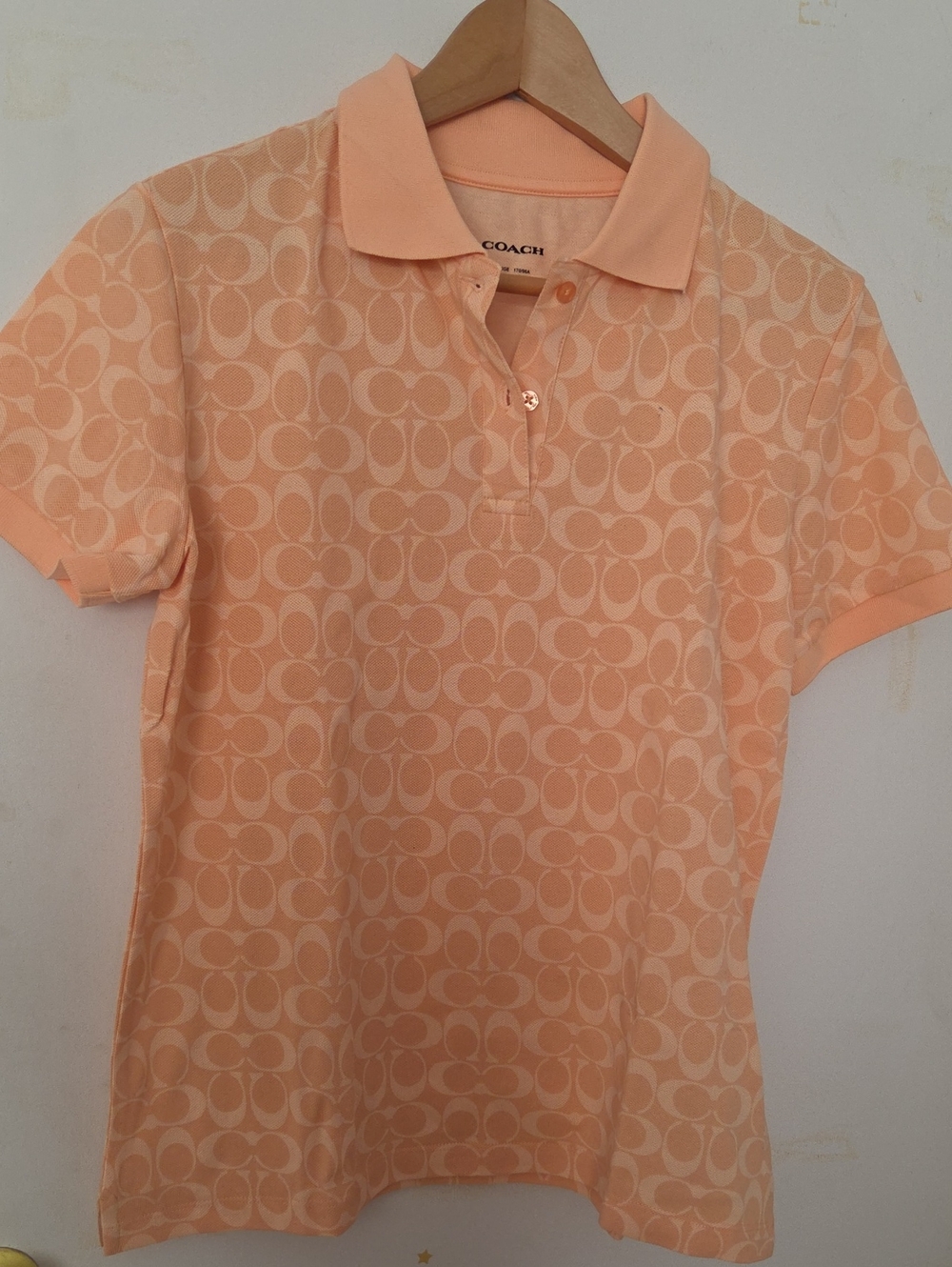 Coach Peach Logo Jacquard Polo NWOT